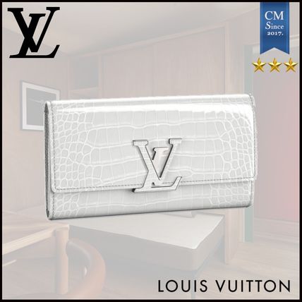 Louis Vuitton CAPUCINES 2020 SS Leather Python Logo Long Wallets 