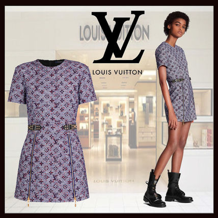 Louis Vuitton 2020 SS Short Monogram Wool Cotton Short Sleeves Elegant Style 1A60ZV 