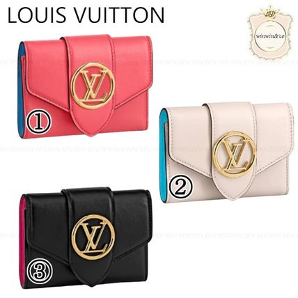 Louis Vuitton PONT NEUF Plain Leather Folding Wallets 
