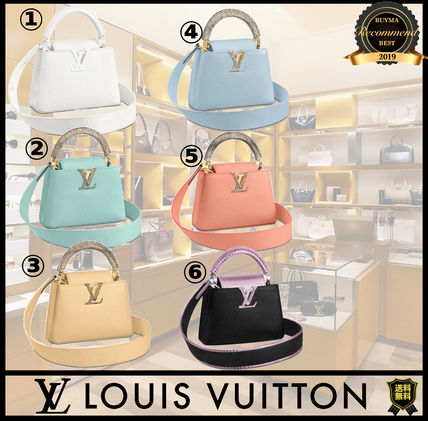 Louis Vuitton CAPUCINES Casual Style Calfskin Blended Fabrics 2WAY Bi color Plain 