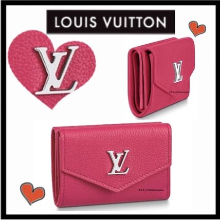 Louis Vuitton LOCKME 2019 SS Calfskin Plain Small Wallet Folding Wallets 