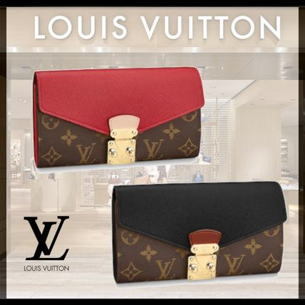 Louis Vuitton 2020 SS Monogram Canvas Leather Logo Long Wallets M58415 M58414 