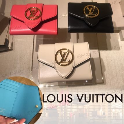 Louis Vuitton 2020 SS Bi color Plain Leather Folding Wallet Small Wallet Logo 
