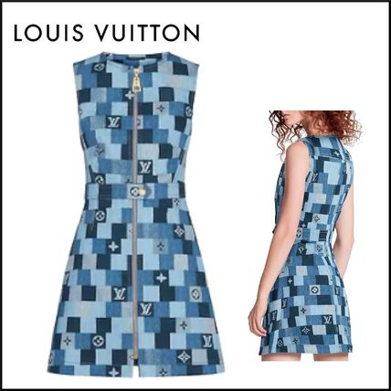 Louis Vuitton MONOGRAM 2020 SS Denim Monogram Check Dress 1A62F0 