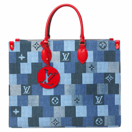 Louis Vuitton Unisex 2WAY Bi color Leather Elegant Style Logo Totes 