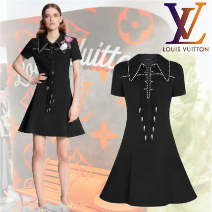 Louis Vuitton 2020 SS Short Casual Style Wool Silk Plain Short Sleeves 1A7SJ4 