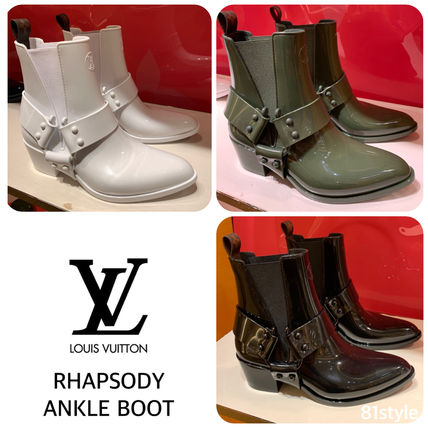 Louis Vuitton Monogram Street Style Plain Block Heels Khaki Logo 