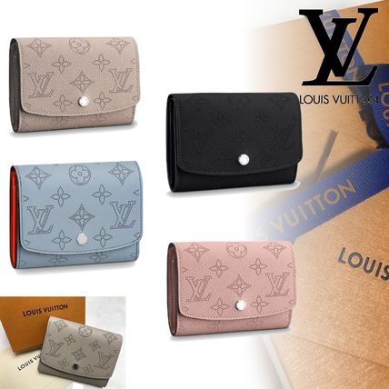 Louis Vuitton Plain Leather Small Wallet Folding Wallets 