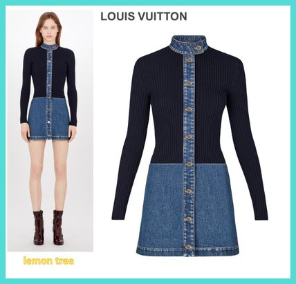 Louis Vuitton 2019 SS Short Tight Denim Blended Fabrics Long Sleeves Plain 1A4BXI 