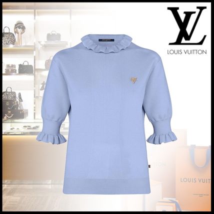 Louis Vuitton 2020 SS Wool Cropped Plain Medium Puff Sleeves Logo Turtlenecks 1A61H0 1A61HZ 1A61HY 1A61HX 1A61HW 