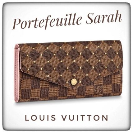 Louis Vuitton PORTEFEUILLE SARAH 2020 SS Other Plaid Patterns Studded Bi color Leather Logo N60249 