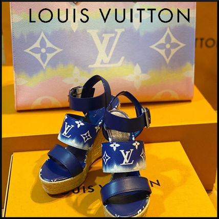Louis Vuitton MONOGRAM 2020 SS Monogram Open Toe Block Heels Logo Heeled Sandals 1A7U49 