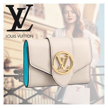 Louis Vuitton PONT NEUF 2020 SS Bi color Plain Leather Folding Wallet Logo Folding Wallets M69175 