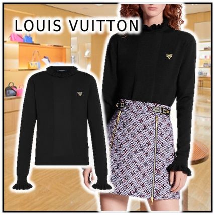 Louis Vuitton 2020 21AW 2020 21 AW JUMPER WITH FRILL DETAILS black v neck&amp;crew neck 1A61H5 