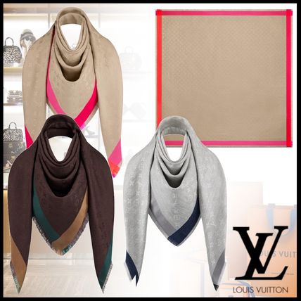 Louis Vuitton MONOGRAM Monogram Wool Silk Fringes Logo Knit &amp; Fur Scarves M76465 M76372 M76371 