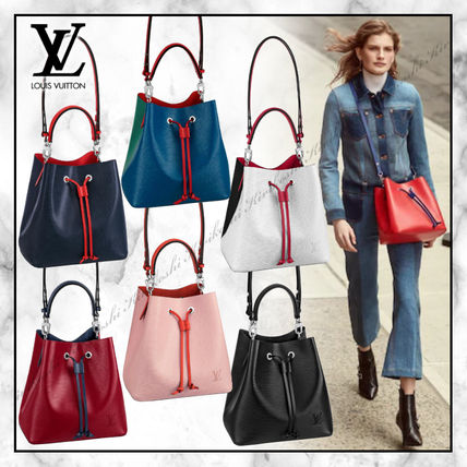 Louis Vuitton NEONOE 2020 SS Casual Style 2WAY Bi color Plain Leather Purses Office Style 