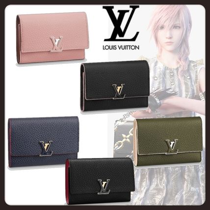Louis Vuitton CAPUCINES 2018 19AW Plain Leather Folding Wallet Logo Folding Wallets 