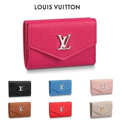 Louis Vuitton LOCKME Unisex Calfskin Plain Leather Folding Wallet Logo M63921M67861M67862M67860M67859 