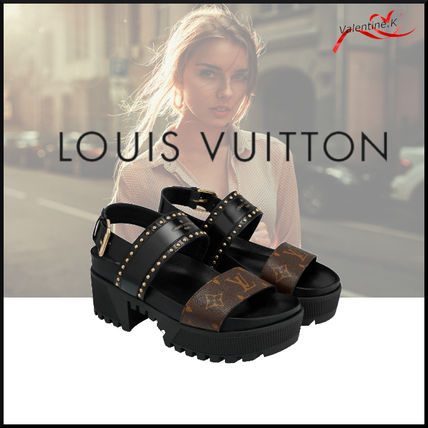 Louis Vuitton 2020 SS Monogram Open Toe Platform Logo Platform &amp; Wedge Sandals 1A6656 