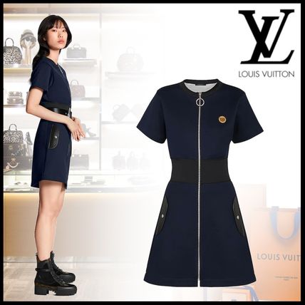 Louis Vuitton 2020 SS Crew Neck A line Silk Nylon Street Style Plain Cotton Long 1A61EA 