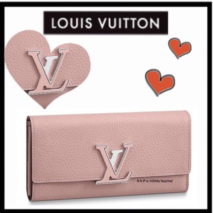 Louis Vuitton CAPUCINES Calfskin Blended Fabrics Plain Long Wallets 
