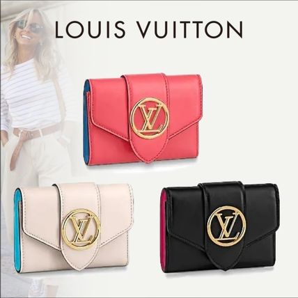 Louis Vuitton 2020 SS Plain Leather Folding Wallet Logo Folding Wallets M69175 M69176 M69177 