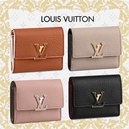 Louis Vuitton CAPUCINES Bi color Leather Folding Wallet Logo Folding Wallets 