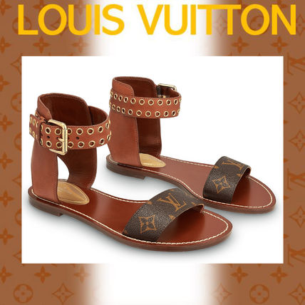 Louis Vuitton Monogram Leather Logo Sandals 11 00043290 