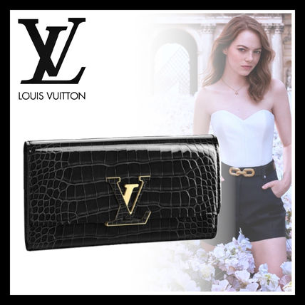 Louis Vuitton 2019 20AW Crocodile Plain Logo Long Wallets N92451 