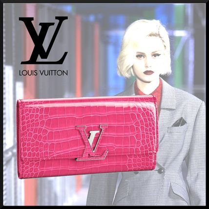 Louis Vuitton CAPUCINES 2019 20AW Crocodile Blended Fabrics Logo Long Wallets N94730 