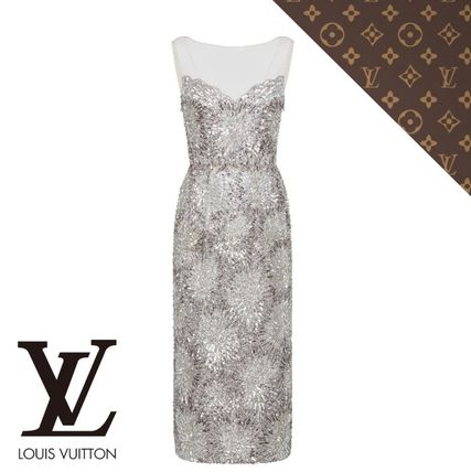 Louis Vuitton 2019 20AW Firework Embroidery Tulle Sheath Dress 1A84C1 