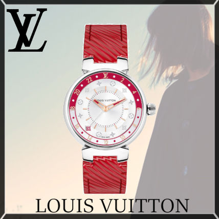 Louis Vuitton EPI Leather Round Quartz Watches Elegant Style Analog Watches QA106Z 