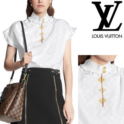 Louis Vuitton MONOGRAM 2020 SS Monogram Plain Cotton Medium Short Sleeves Puff Sleeves Logo 