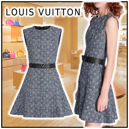 Louis Vuitton 2020 21AW 2020 21 AW SLEEVELESS BELTED DRESS gray dresses 1A6162 
