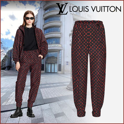 Louis Vuitton MONOGRAM 2020 21AW Red Monogram Jogging Pants In Technical Cotton 1A83SK 