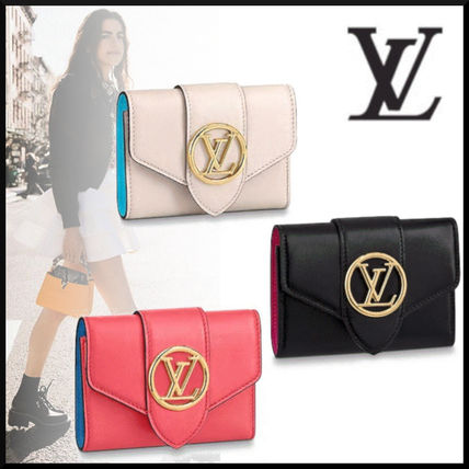 Louis Vuitton PONT NEUF 2020 SS Bi color Plain Leather Folding Wallet Small Wallet Logo M69177 M69175 M69176 