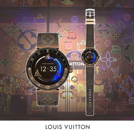 Louis Vuitton 2020 SS Collaboration Leather Round Elegant Style Digital Watches 