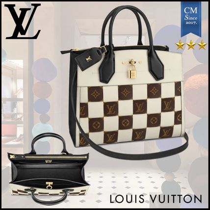 Louis Vuitton CITY STEAMER 2020 SS Monogram Canvas 2WAY Leather Crossbody Logo Handbags 