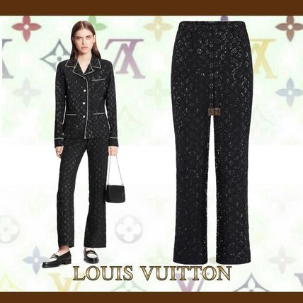 Louis Vuitton 2020 21AW Black Pyjama Trousers In Monogram Lurex Jacquard 1A88R6 1A82KA 1A82K9 1A82K8 1A82K7 1A82K6 1A82K5 