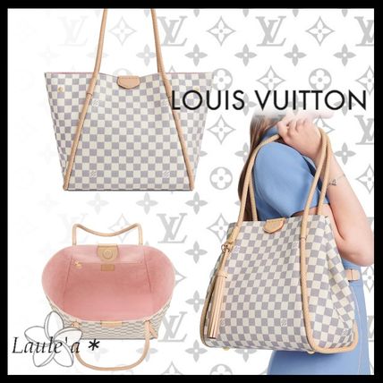 Louis Vuitton DAMIER 2020 SS Casual Style Tassel Leather Office Style Totes N44027 