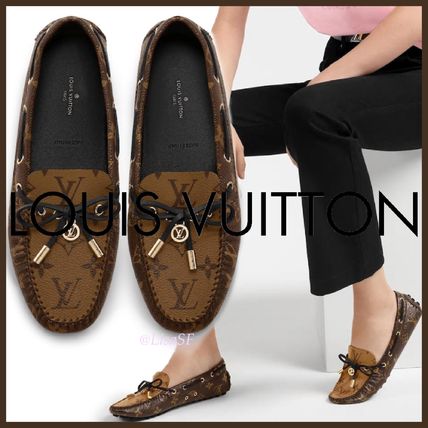 Louis Vuitton MONOGRAM 2020 SS Plain Toe Rubber Sole Blended Fabrics Bi color Elegant Style 1A65IY 