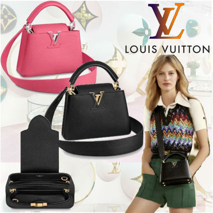 Louis Vuitton CAPUCINES Casual Style 2WAY Plain Leather Elegant Style Logo Handbags 