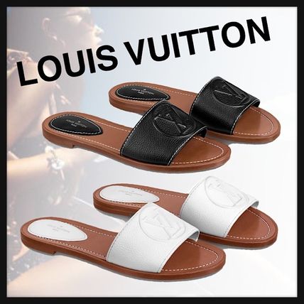 Louis Vuitton 2020 SS Open Toe Leather Mules Logo Sandals 1A8750 1A8746 1A873C 