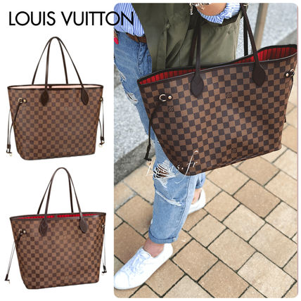 Louis Vuitton NEVERFULL Casual Style Canvas Leather Office Style Elegant Style Totes 