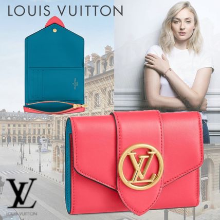 Louis Vuitton Bi color Leather Folding Wallet Logo Folding Wallets M69177 