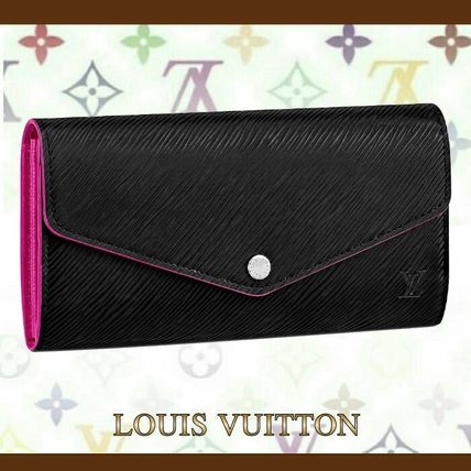 Louis Vuitton PORTEFEUILLE SARAH Bi color Plain Leather Folding Wallet Logo Long Wallets M64322 