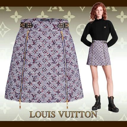 Louis Vuitton MONOGRAM 2020 SS Monogram Tweed Mini Skirt With Zip Detail 1A618B