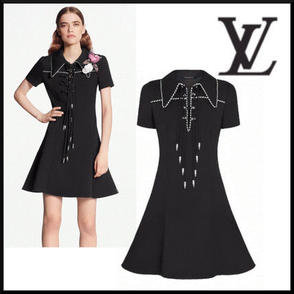 Louis Vuitton 2020 SS Short Casual Style A line Wool Silk Plain Short Sleeves 1A7SJ4 