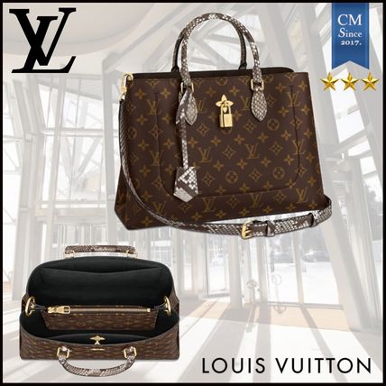 Louis Vuitton MONOGRAM 2020 SS Monogram Canvas 2WAY Leather Python Crossbody Logo Totes 