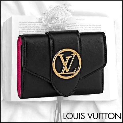 Louis Vuitton PONT NEUF Bi color Plain Leather Folding Wallet Logo Folding Wallets M69175 